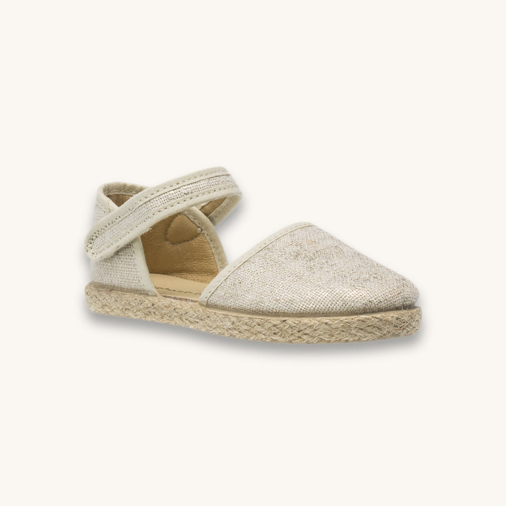 Elephantito Linen Classic Espadrille in Metallic White, style 31000-yute02