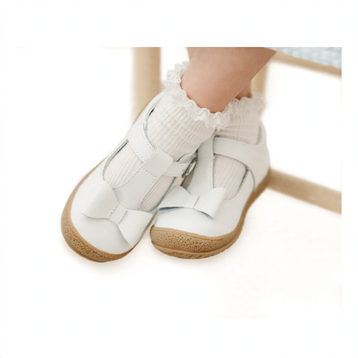 L'Amour Emma Bow T-Strap - White (2)