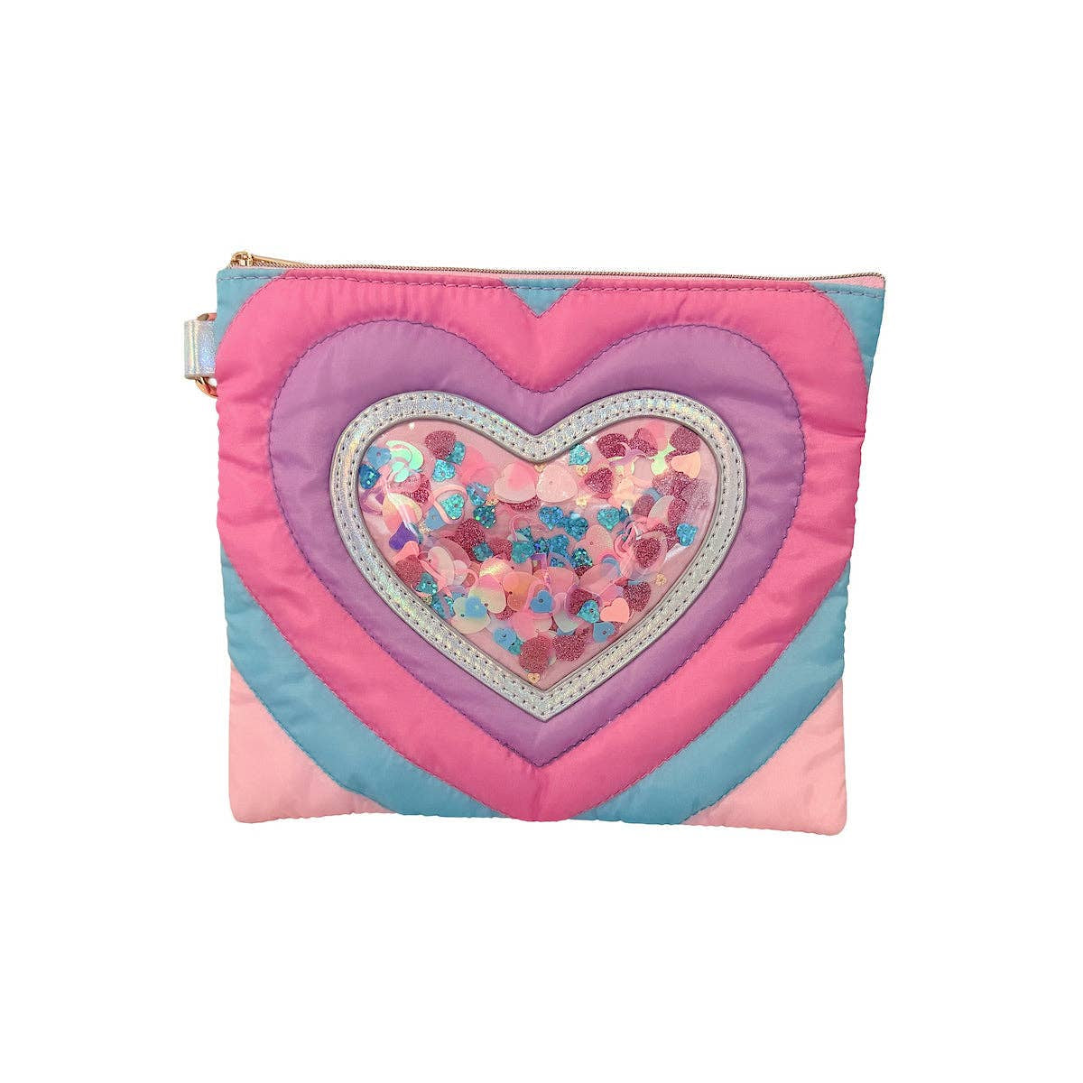 "Taylor" Quilted Hearts Confetti Pencil Pouch