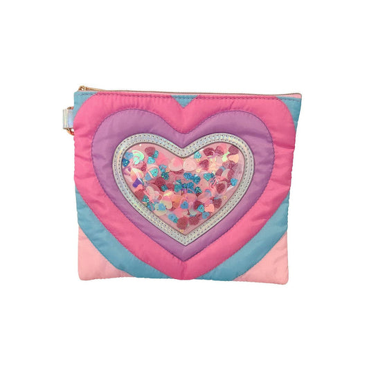 "Taylor" Quilted Hearts Confetti Pencil Pouch