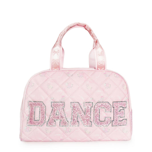'DANCE' Quilted Floral Bow Print Medium Duffle Bag