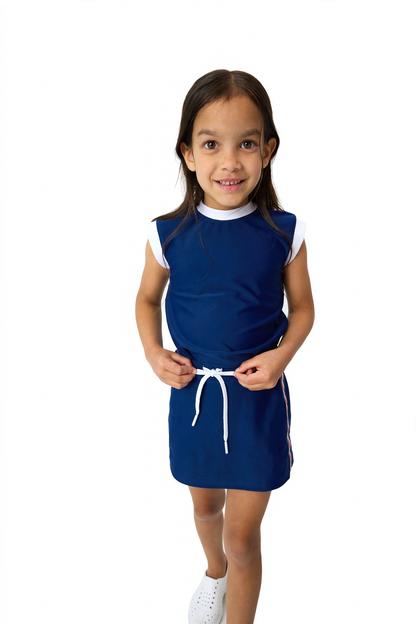 Girl's Muscle Tank Navy detail