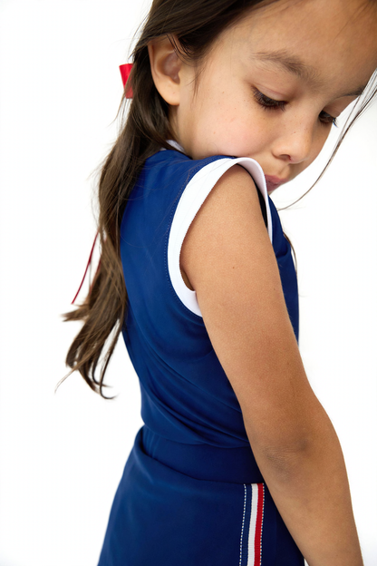 Girl's Muscle Tank Navy back