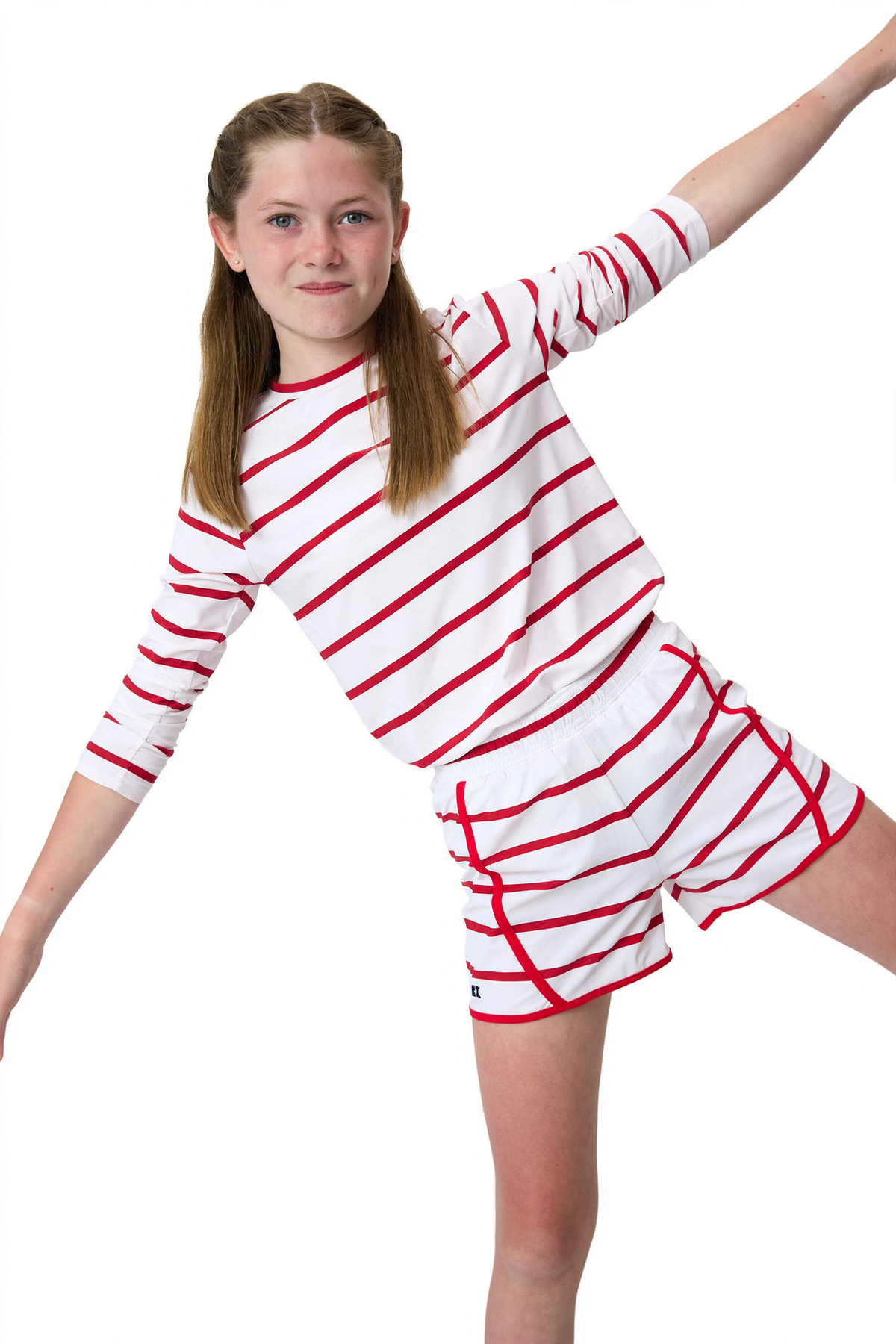Girl's Super Short - Red/White Stripe (3)