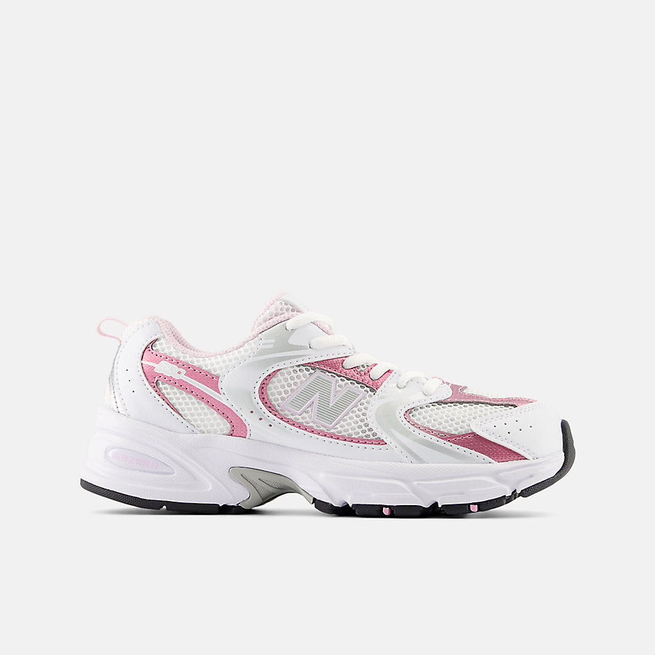 New Balance 530 Big Kids, White Pink, GR530RK, lateral side
