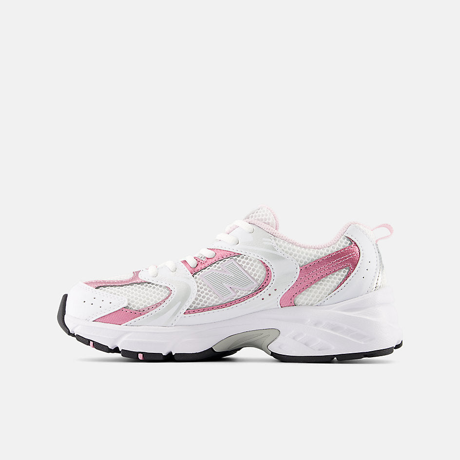 New Balance 530 Big Kids, White Pink, GR530RK, medial side
