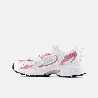 New Balance 530 Big Kids, White Pink, GR530RK, medial side
