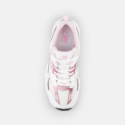 New Balance 530 Big Kids, White Pink, GR530RK, top
