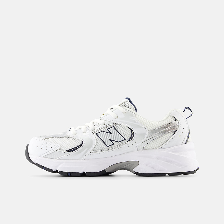 New Balance 530 Big Kids, White/Blue, GR530SB1, medial side