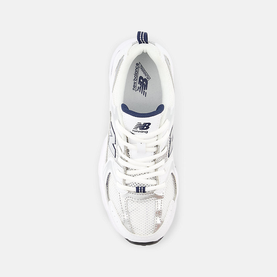 New Balance 530 Big Kids, White/Blue, GR530SB1, top