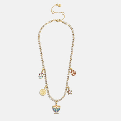 Happy Hanukkah Kids Charm Necklace - full necklace view