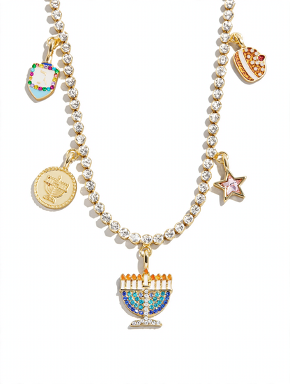Happy Hanukkah Kids Charm Necklace