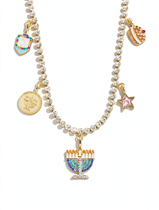 Happy Hanukkah Kids Charm Necklace