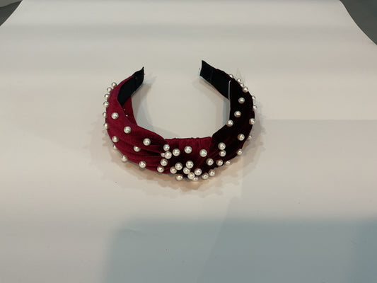 Velvet Pearl Knotted Headband
