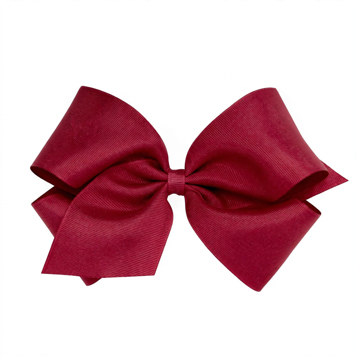 Large, symmetrical grosgrain hair bow in a rich burgundy color, featuring a classic design.