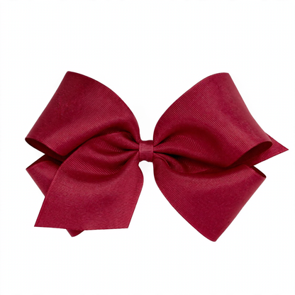 Large, symmetrical grosgrain hair bow in a rich burgundy color, featuring a classic design.
