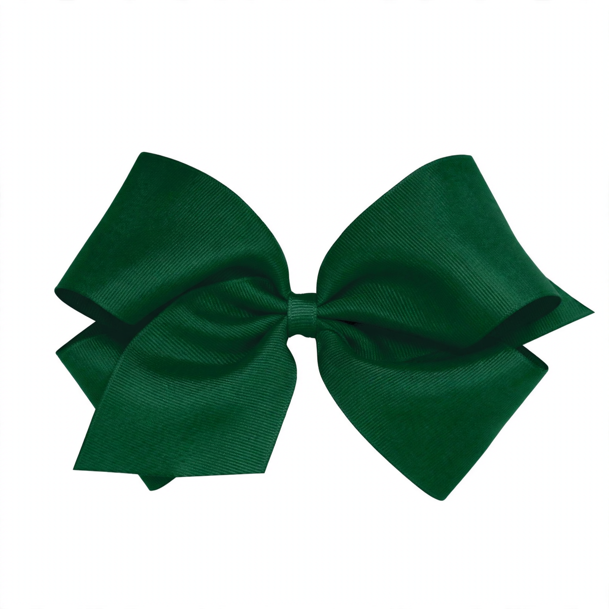 Large dark green grosgrain hair bow with a classic shape and ribbed texture.