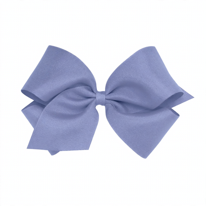 King Grosgrain Bow by Wee Ones, a large, periwinkle blue grosgrain ribbon hair bow with a classic looped design.