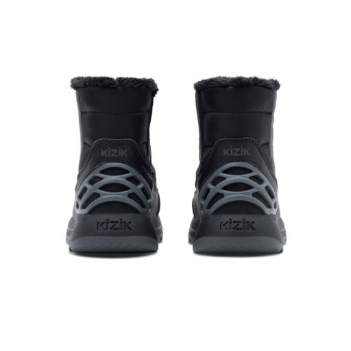 Kizik Little Juno 2 boot — Black/Robust Gray, back view