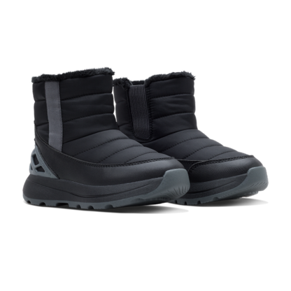 Kizik Little Juno 2 boot — Black/Robust Gray, angled pair