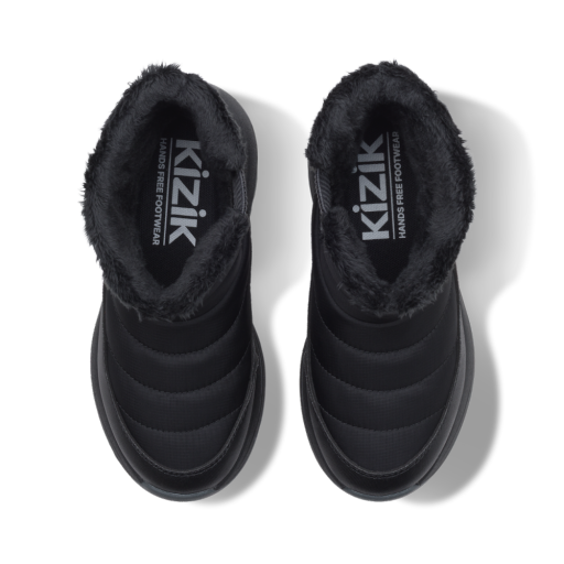 Kizik Little Juno 2 boot — Black/Robust Gray, top view