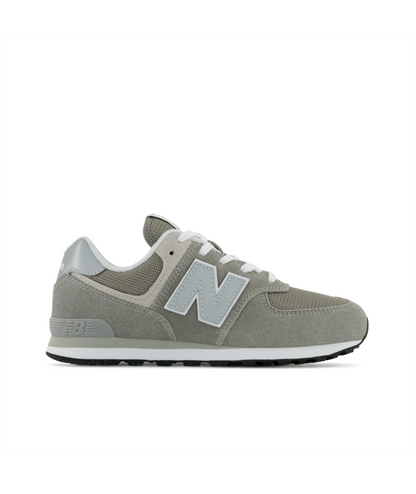 574 Core Lace (Big Kids) - Grey White-EVG