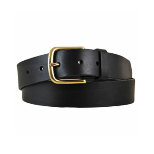 Leather Flat Strap Belt Silver Buckle