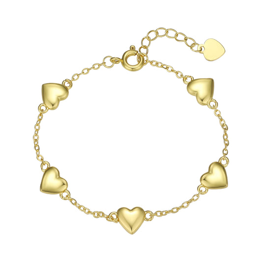 Puffed Heart Bracelet – Gold