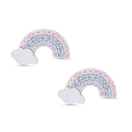CZ Rainbow Stud Earrings in Sterling Silver – Default Title