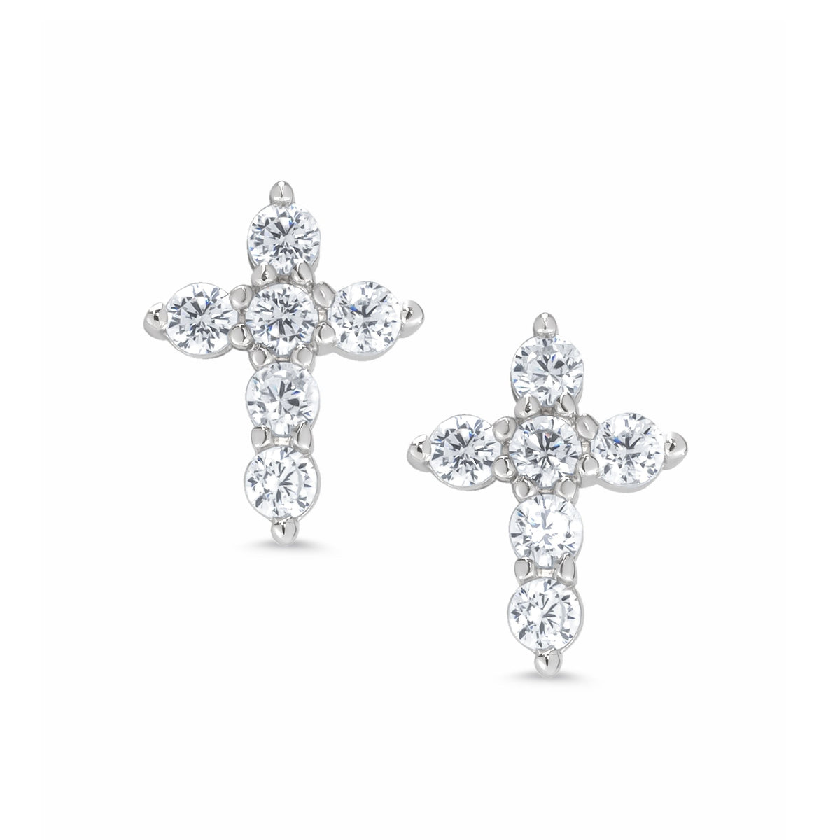 CZ Cross Stud Earrings in Sterling Silver – Default Title