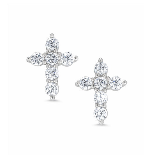 CZ Cross Stud Earrings in Sterling Silver – Default Title