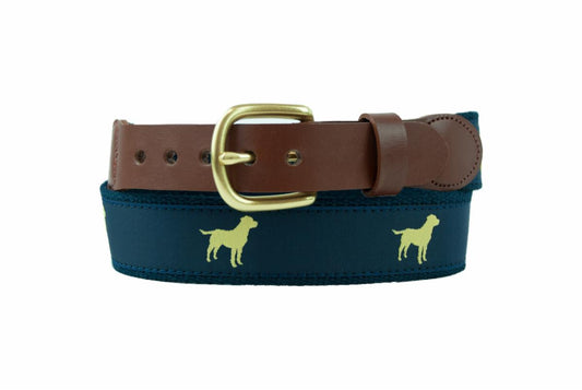 Motif Belt Yellow Lab | Yellow Lab Motif on Navy Cotton Web