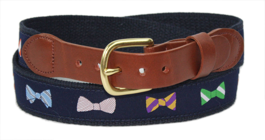 Motif Belt Bow Ties | Bow Ties on Navy