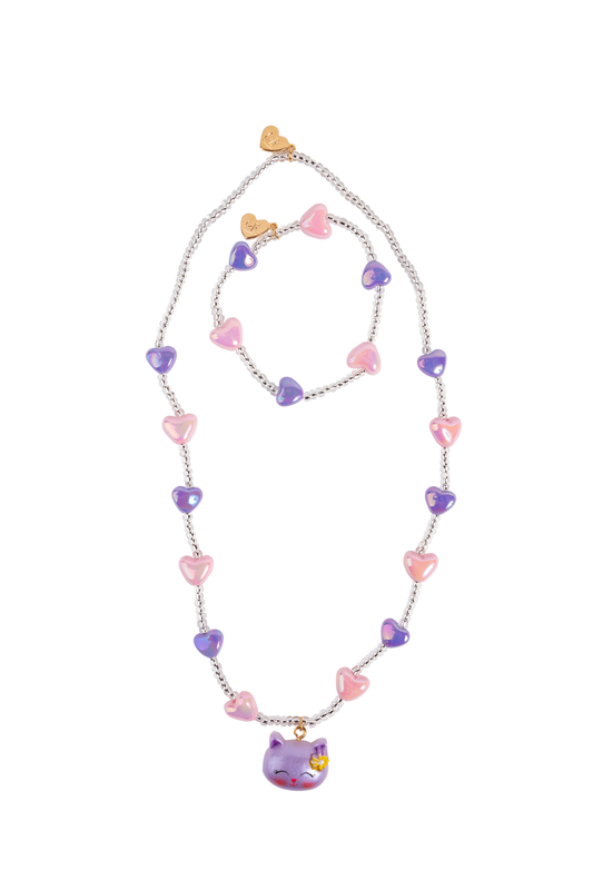 Lovely Kitty Necklace and Bracelet Set by Great Pretenders