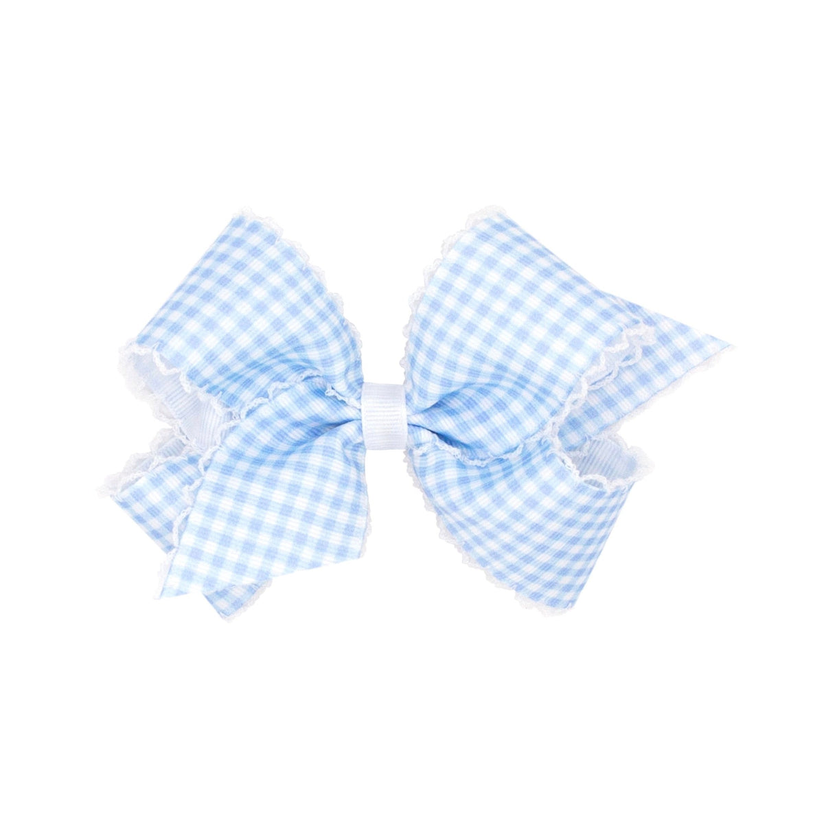 Medium Gingham Print Grosgrain Bow – Millennium Blue
