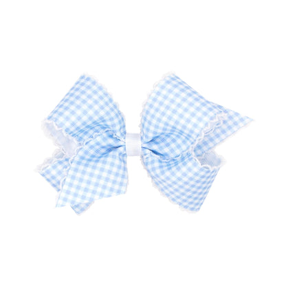 Medium Gingham Print Grosgrain Bow – Millennium Blue