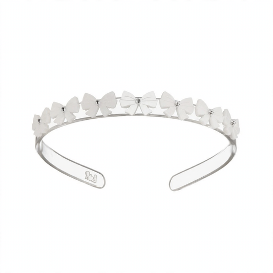 Mini Bows White Satin Headband