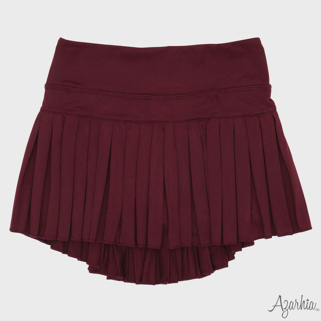 Mini Pleated Skort - Solid Maroon