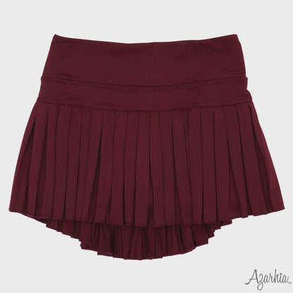 Mini Pleated Skort - Solid Maroon