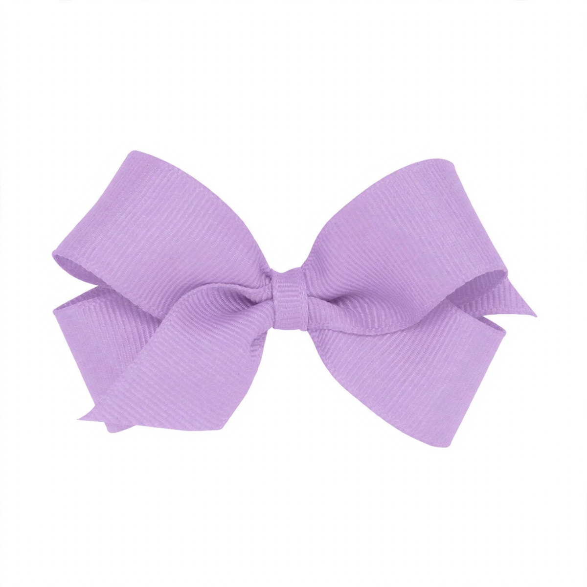 Lavender grosgrain hair bow with a plain wrap center, featuring a ribbed texture and classic bow shape.