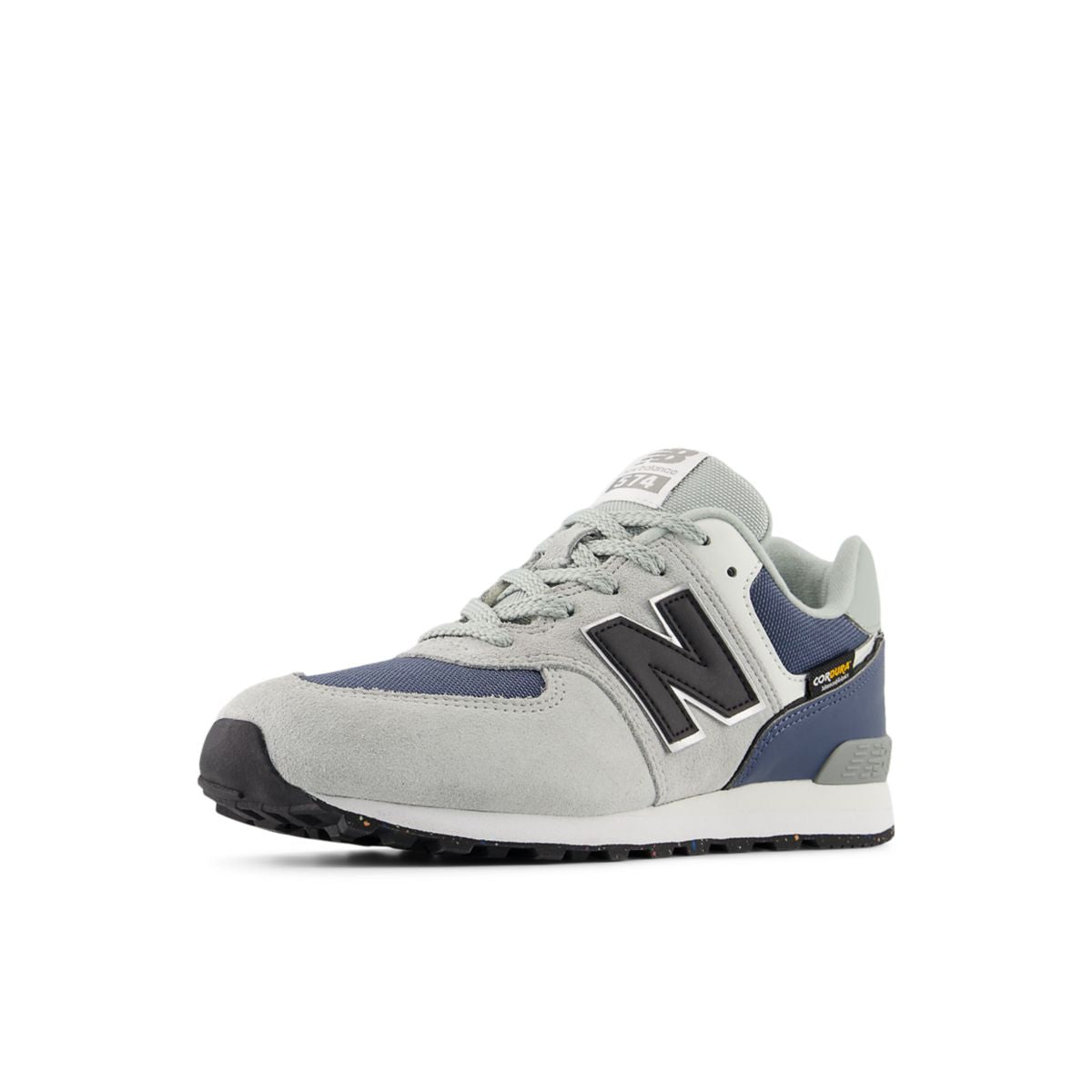 New Balance 574 Core Lace Big Kids, Grey Blue, G5742B2, opposite-side front three-quarter view