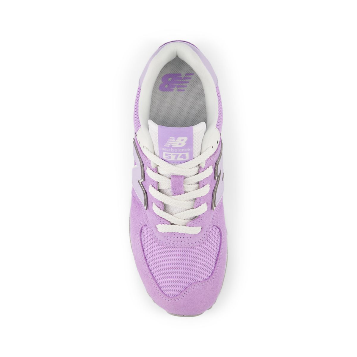 New Balance 574 Core Lace Big Kids, Lilac Glow/Bright Lavender, GC574ESL, top view