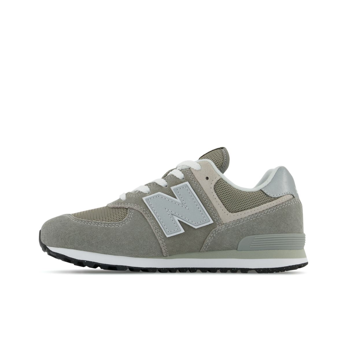 New Balance 574 Core Lace Big Kids, Grey White-EVG, GC574EVG, medial view