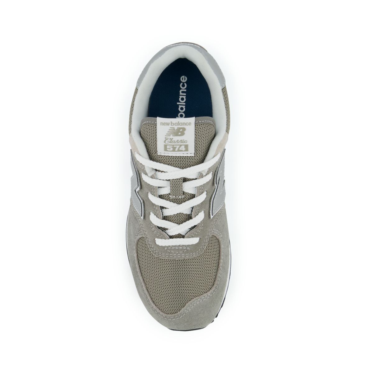 New Balance 574 Core Lace Big Kids, Grey White-EVG, GC574EVG, top view