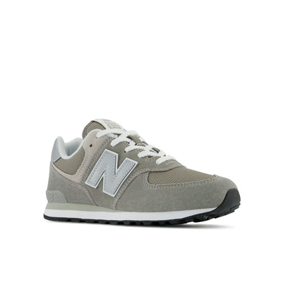 New Balance 574 Core Lace Big Kids, Grey White-EVG, GC574EVG, front three-quarter view