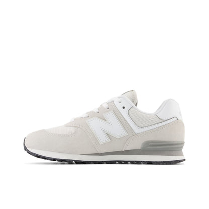 New Balance 574 Core Lace Big Kids, Grey White - EVW, GC574EVW, medial view