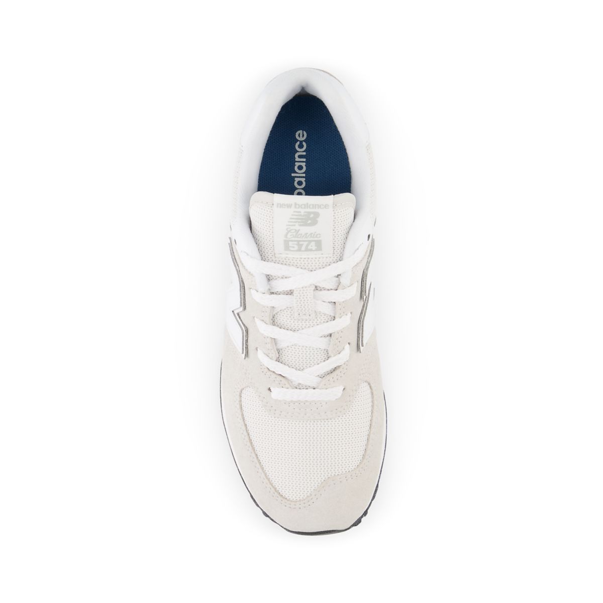 New Balance 574 Core Lace Big Kids, Grey White - EVW, GC574EVW, top view