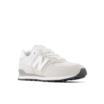 New Balance 574 Core Lace Big Kids, Grey White - EVW, GC574EVW, front three-quarter view