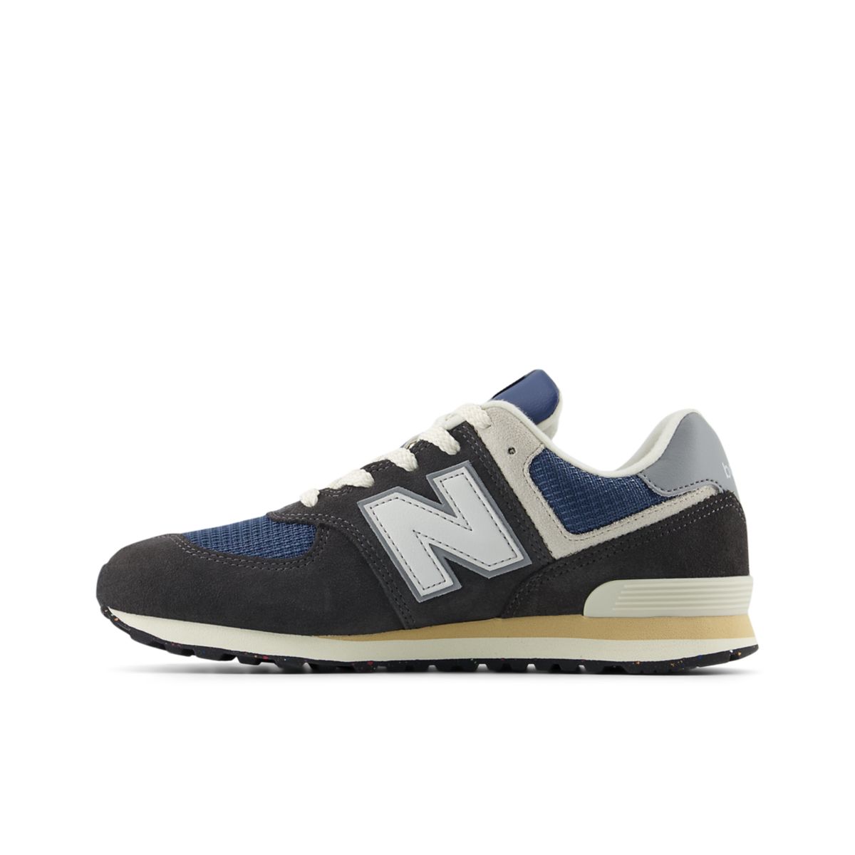 New Balance 574 Core Lace Big Kids, Black Grey, GC574SGG, medial view
