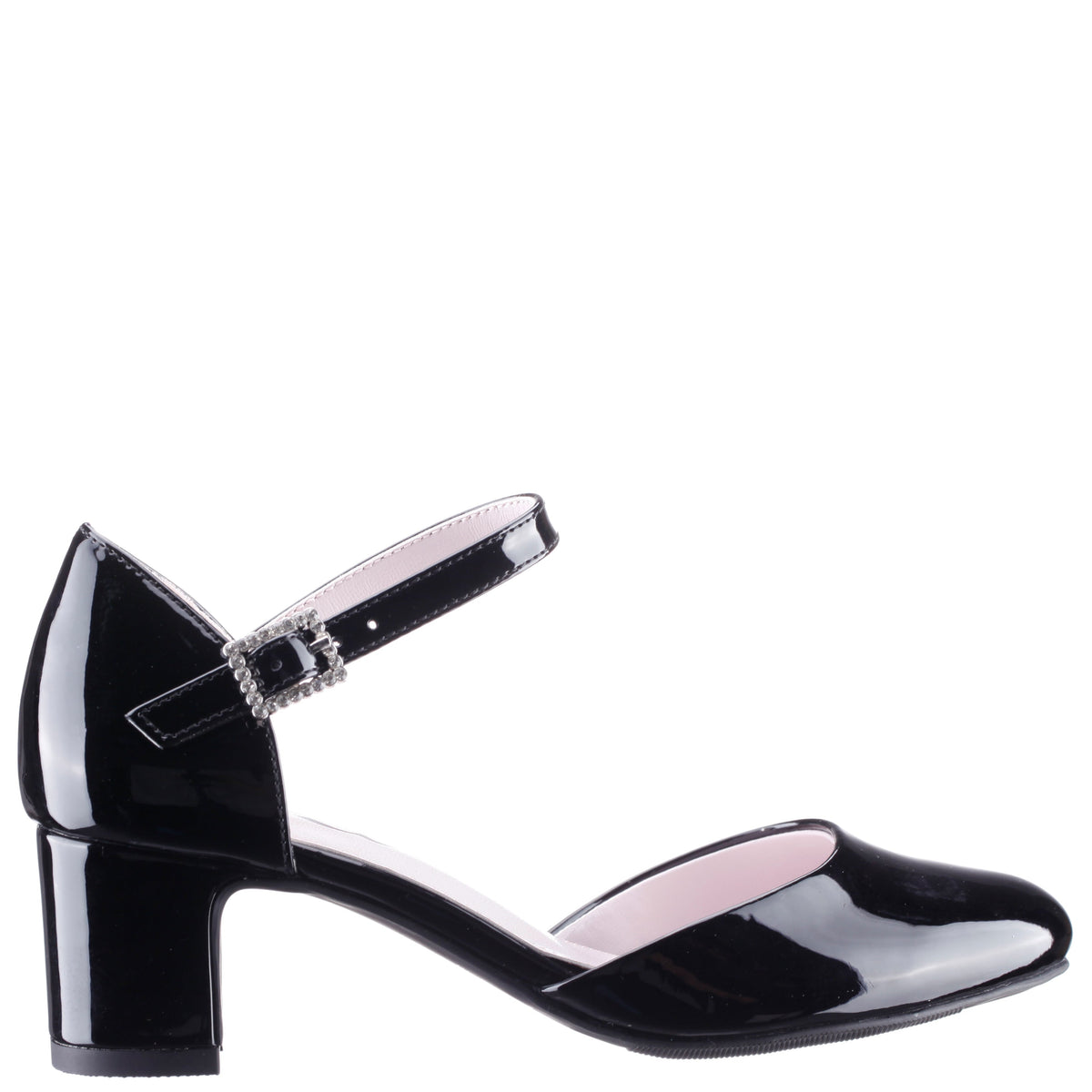 Nina Macey in Black Patent, side view